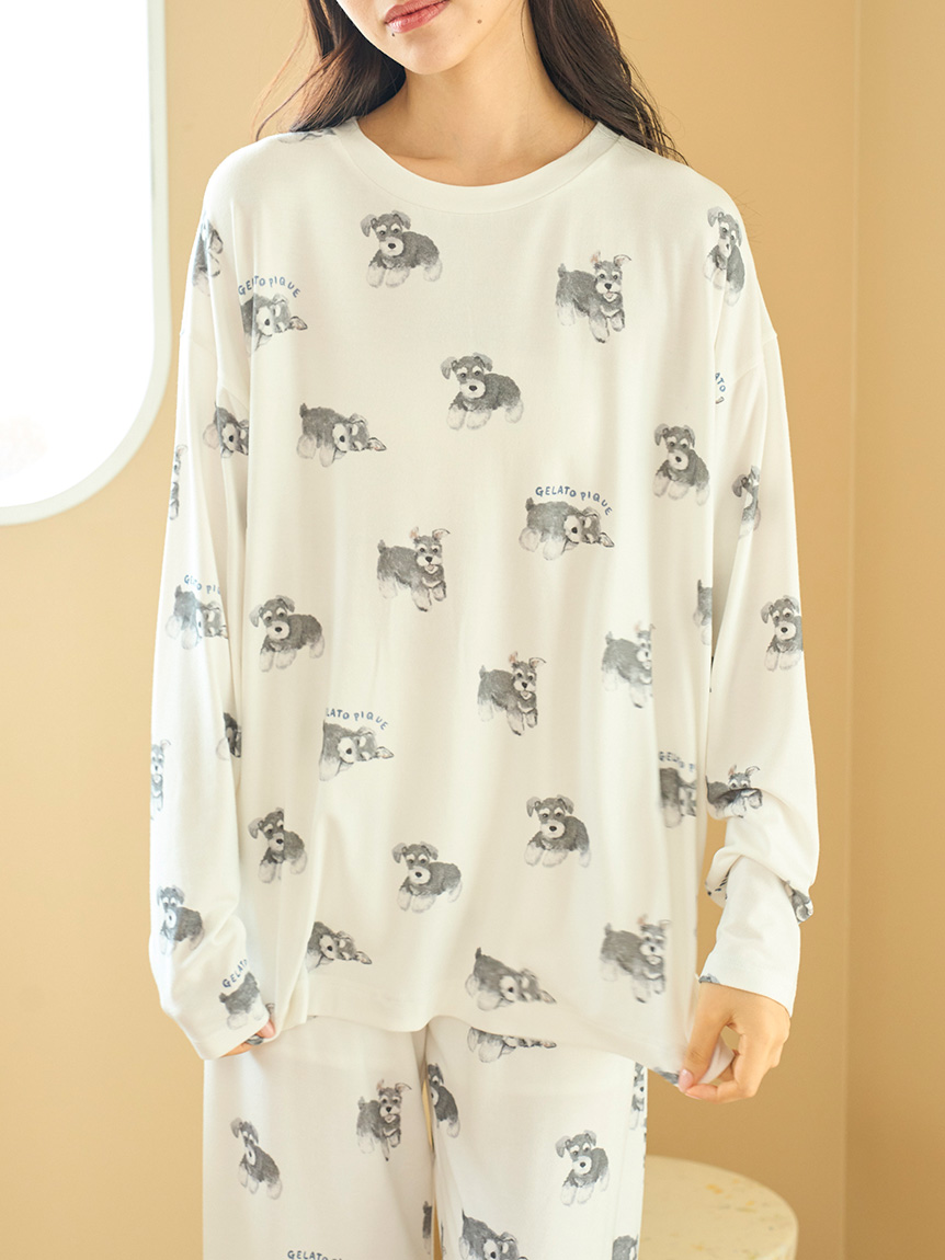 Gelato pique 【ONLINE限定】DOG柄上下セット ONLINE限定】DOG柄ロンT(カットソー・Tシャツ)｜ルームウェア