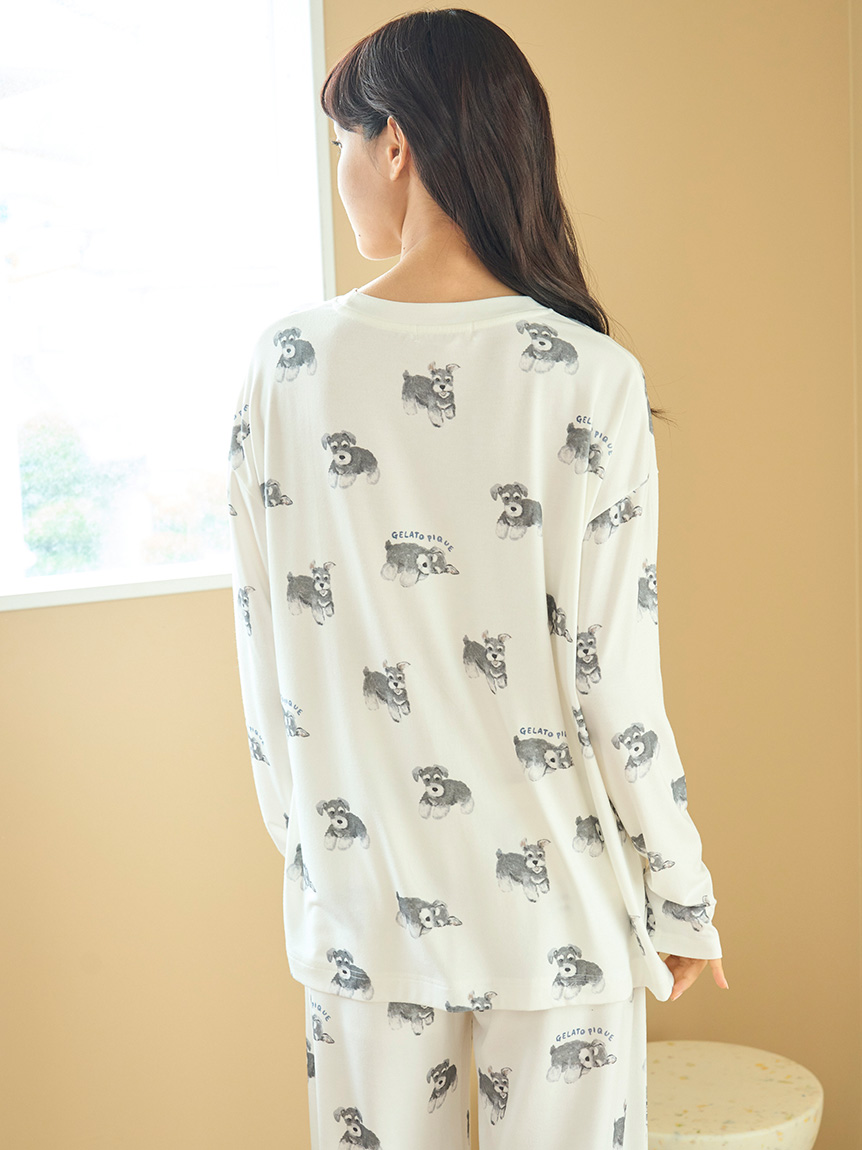 ONLINE限定】DOG柄ロンT(カットソー・Tシャツ)｜ルームウェア