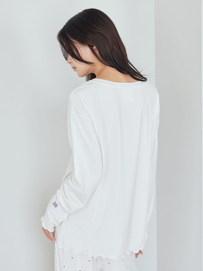 ワンポイントレーヨンロゴロンT(カットソー・Tシャツ)｜ルームウェア