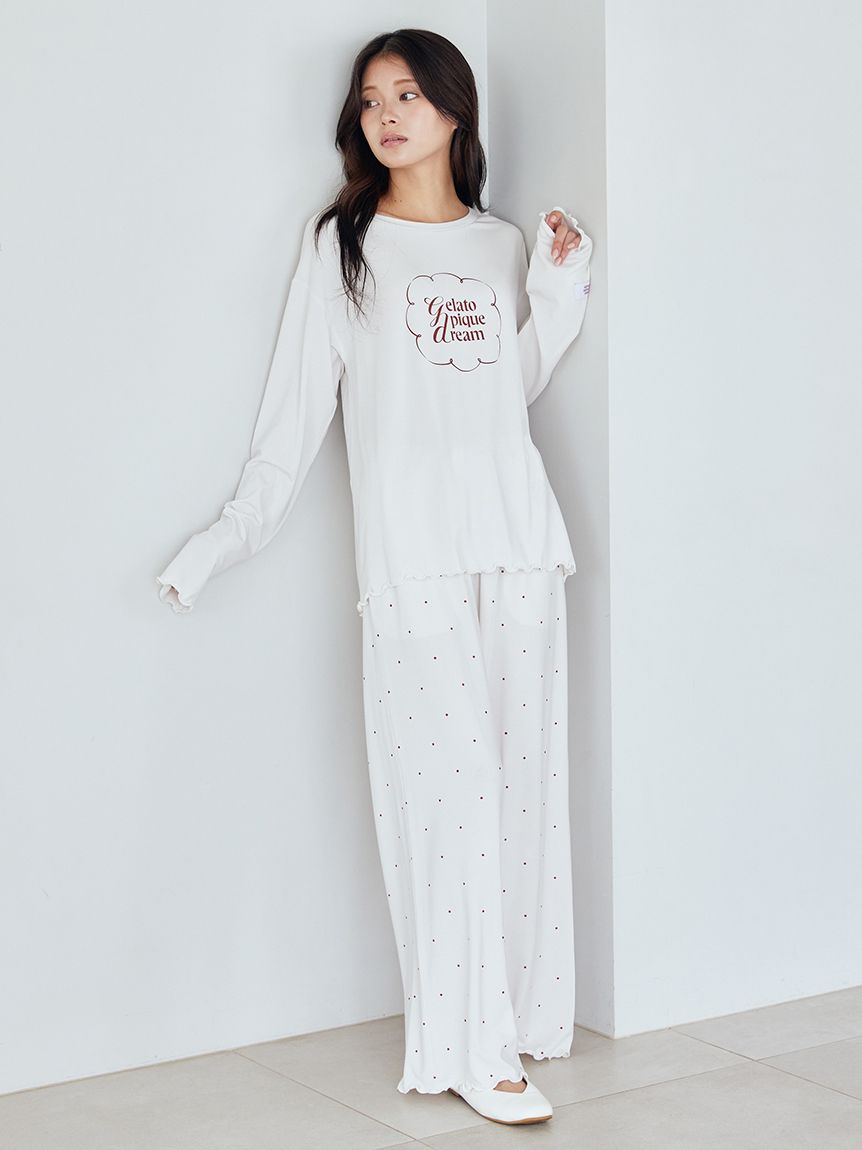 ワンポイントレーヨンロゴロンT(カットソー・Tシャツ)｜ルームウェア