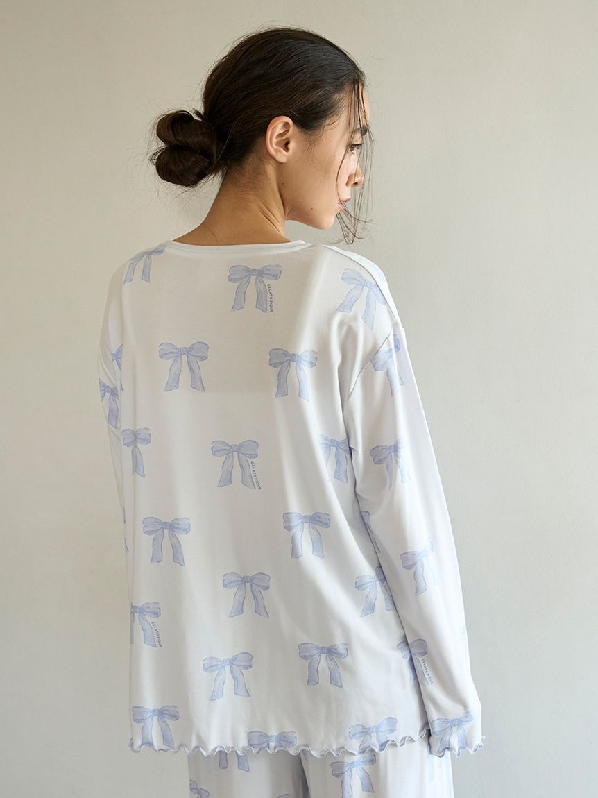リボン柄ロンT(カットソー・Tシャツ)｜ルームウェア・パジャマ通販の