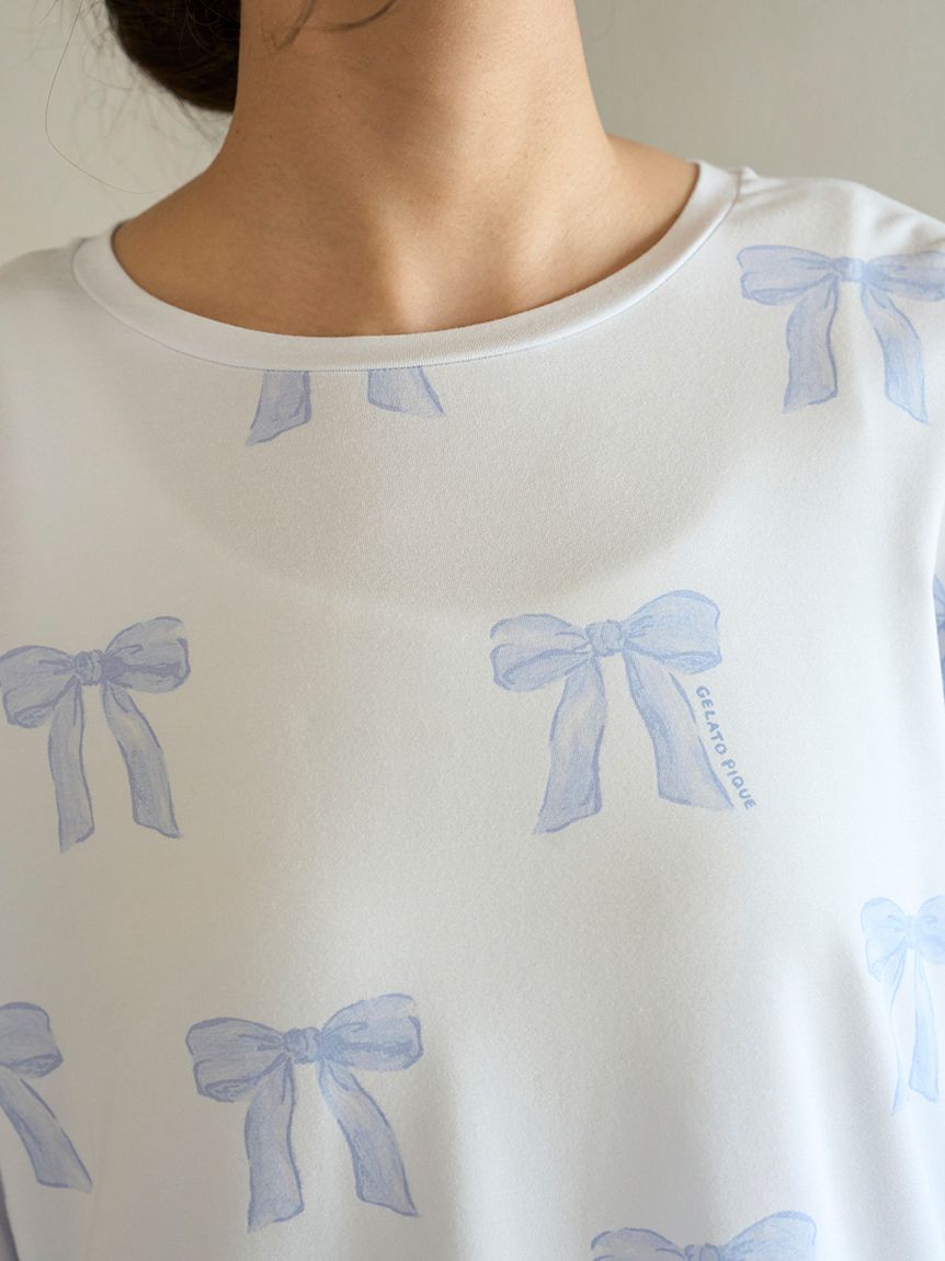 リボン柄ロンT(カットソー・Tシャツ)｜ルームウェア・パジャマ通販の