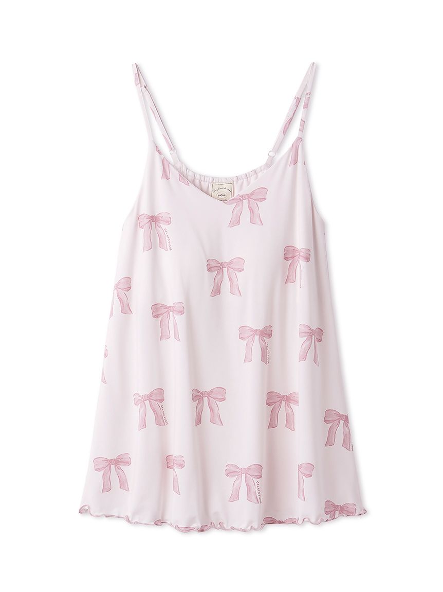 ★GLAVIL★スカル柄ジップキャミソール チョーカー ピンク セット リボン柄カップインキャミソール(キャミソール)｜ルームウェア