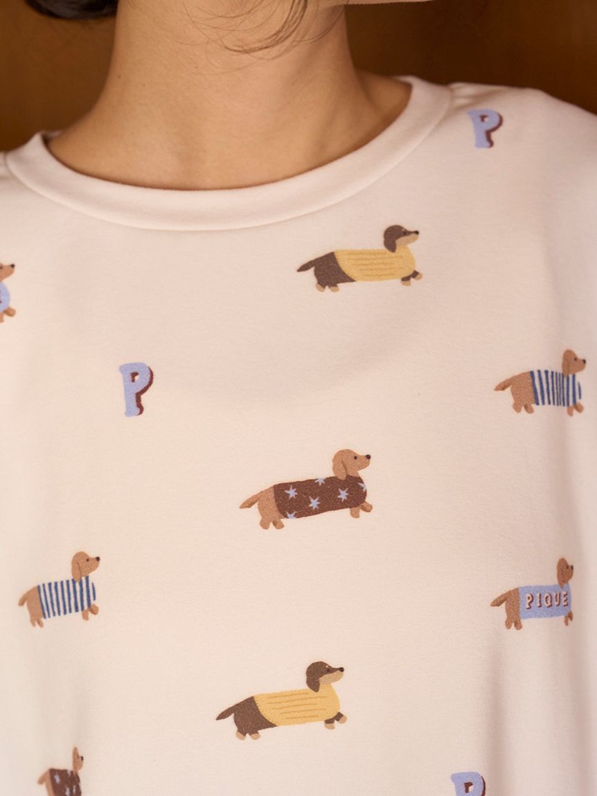 ダックスフンド柄ロンT(カットソー・Tシャツ)｜ルームウェア