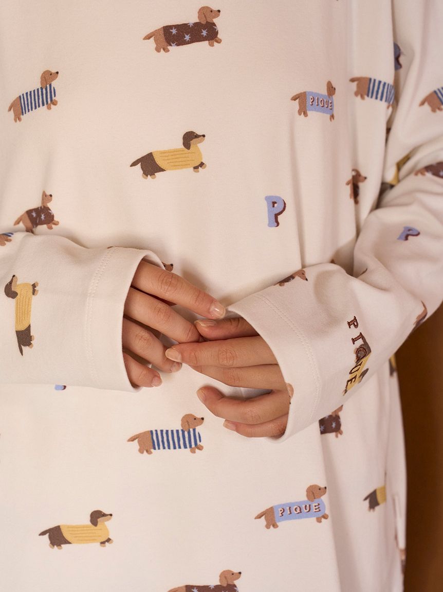 ダックスフンド柄ロンT(カットソー・Tシャツ)｜ルームウェア