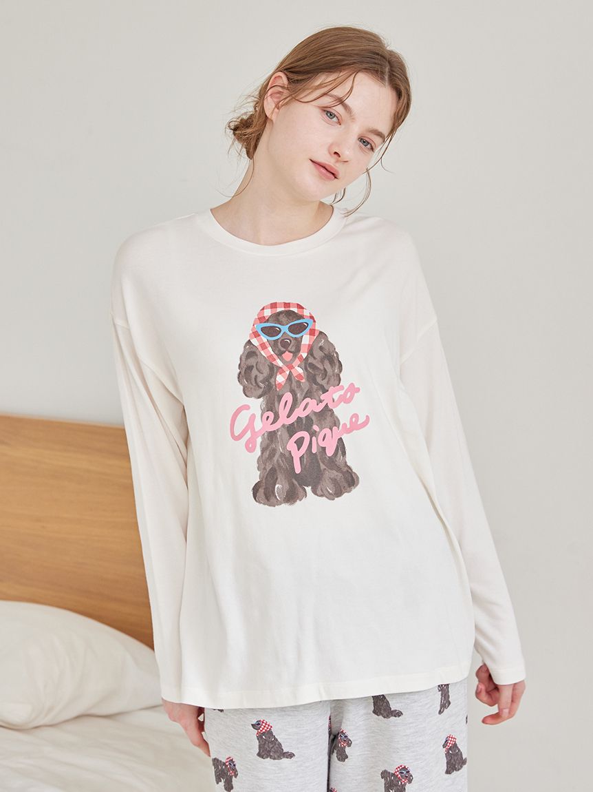 スカーフDOGワンポイントロンT(カットソー・Tシャツ)｜ルームウェア