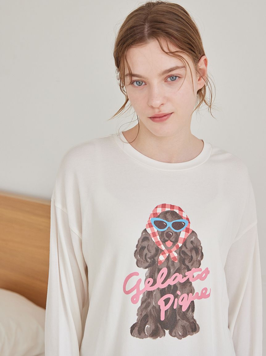 スカーフDOGワンポイントロンT(カットソー・Tシャツ)｜ルームウェア