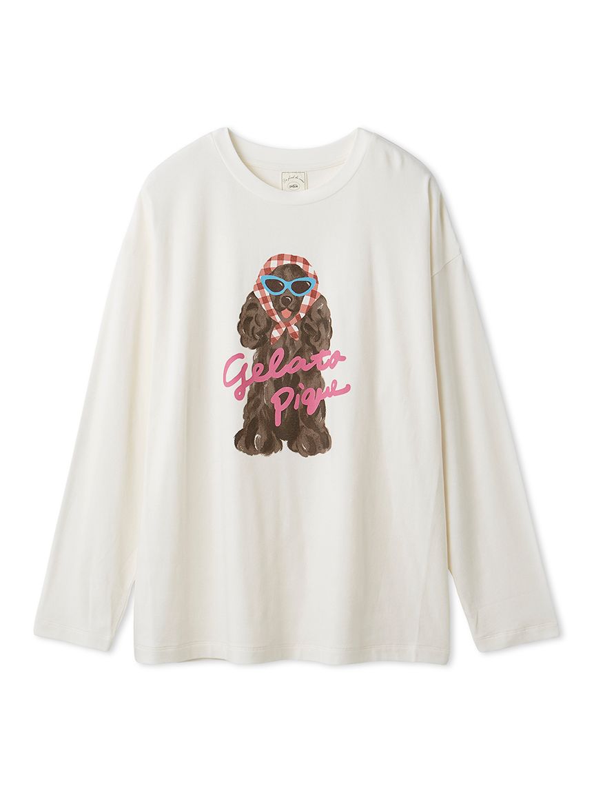 ＊未開封＊スカーフdog ワンポイント ロンT & ロングパンツ セット レッド スカーフDOGワンポイントロンT(カットソー・Tシャツ)｜ルームウェア