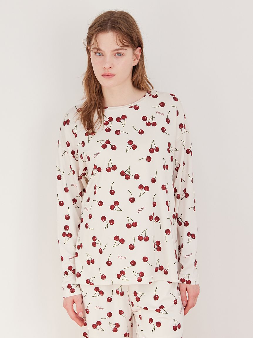 チェリー柄ロンT(カットソー・Tシャツ)｜ルームウェア・パジャマ通販の