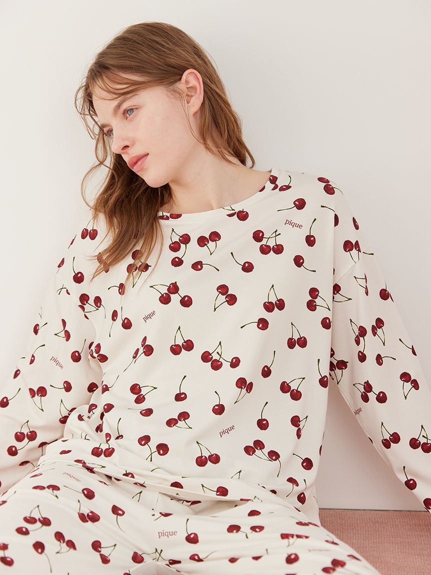 チェリー柄ロンT(カットソー・Tシャツ)｜ルームウェア・パジャマ通販の