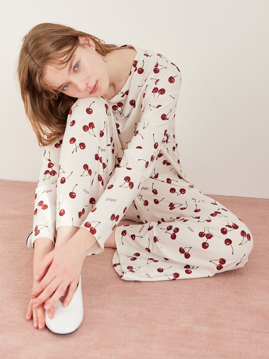 チェリー柄ロンT(カットソー・Tシャツ)｜ルームウェア・パジャマ通販の