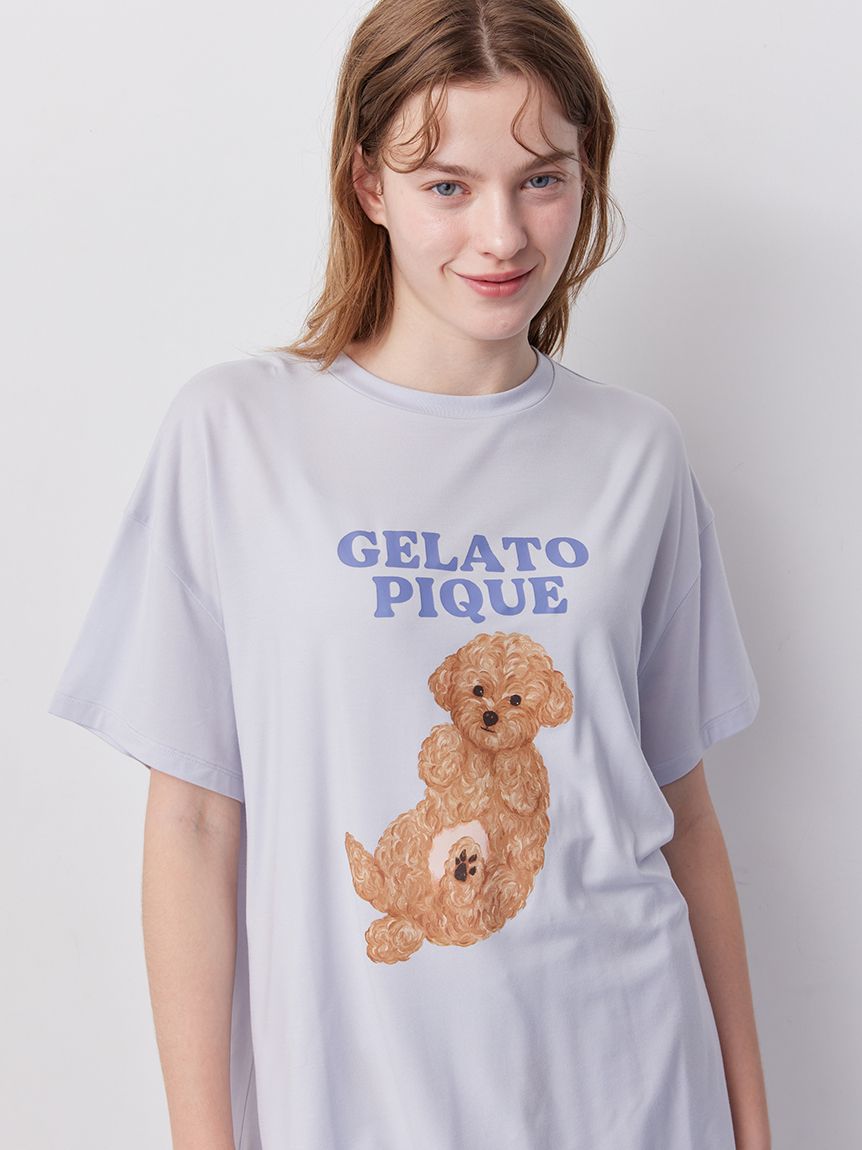 ドッグワンポイントTシャツ(カットソー・Tシャツ)｜ルームウェア