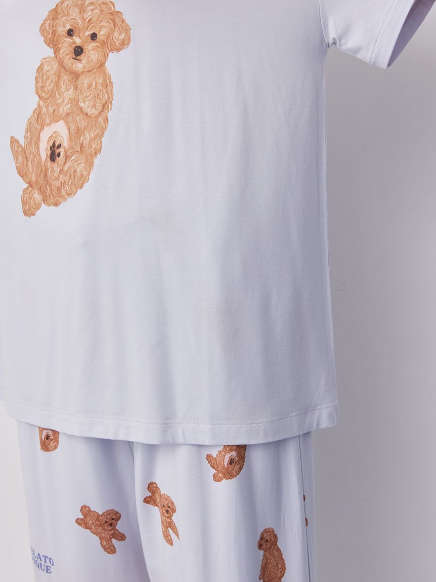 【新品】ジェラピケ ドッグワンポイントTシャツ&総柄ショートパンツ ポメラニアン ドッグワンポイントTシャツ(カットソー・Tシャツ)｜ルームウェア