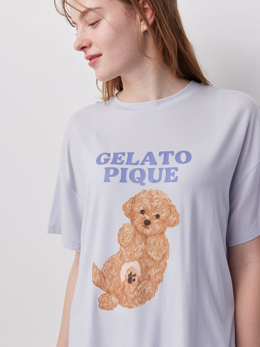 ジェラートピケ　ドッグワンポイントTシャツ＆ショートパンツ　ライトピンク ジェラートピケ gelato pique 【ラッピング済み】ドッグワンポイントT