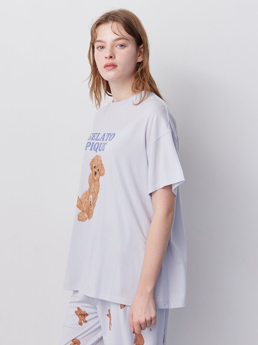 ジェラートピケ　ドッグワンポイントTシャツ＆ショートパンツ　ライトピンク ジェラートピケ gelato pique 【ラッピング済み】ドッグワンポイントT