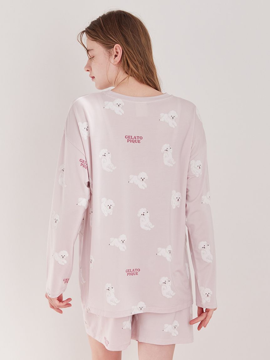 ドッグ柄ロンT(カットソー・Tシャツ)｜ルームウェア・パジャマ通販の