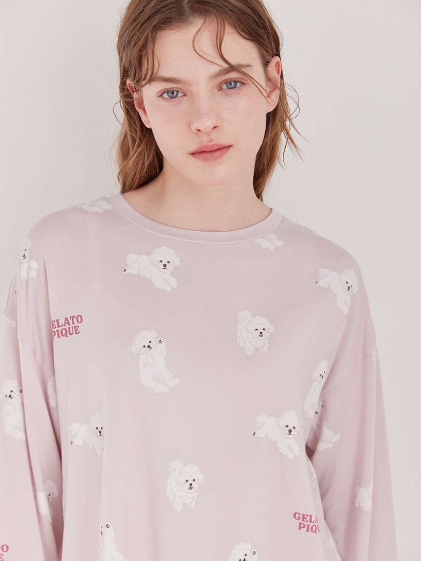 ドッグ柄ロンT(カットソー・Tシャツ)｜ルームウェア・パジャマ通販の