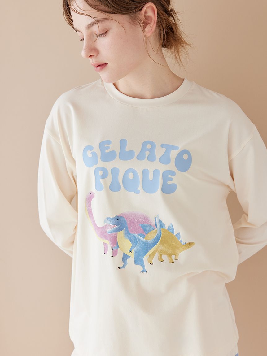 ジェラートピケ ダイナソー柄　ロングTシャツ　& ロングパンツ 楽天市場】ジェラートピケ gelato pique ダイナソーワンポイントロンT