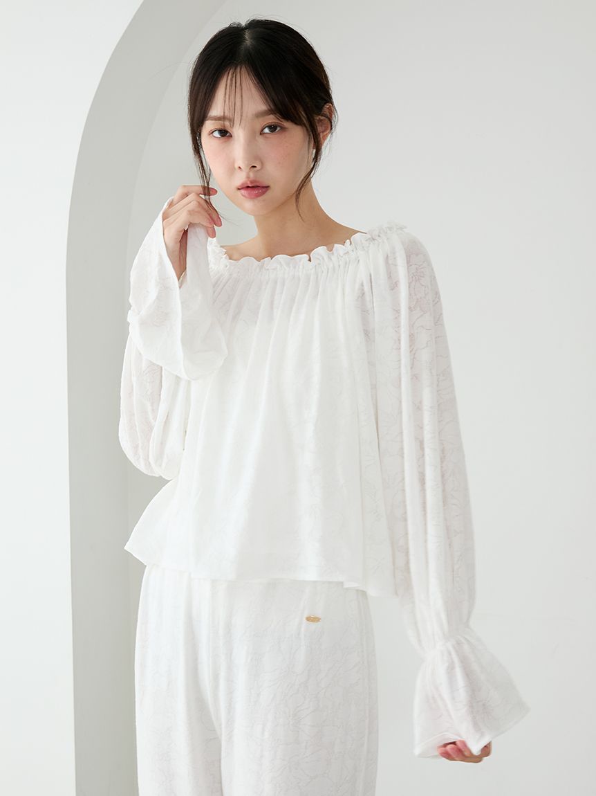 さくらレーシージャガードプルオーバー(カットソー・Tシャツ)｜ルーム