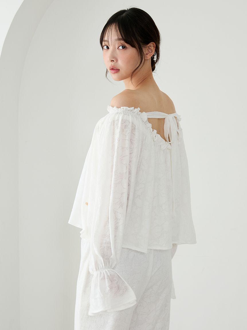 さくらレーシージャガードプルオーバー(カットソー・Tシャツ)｜ルーム
