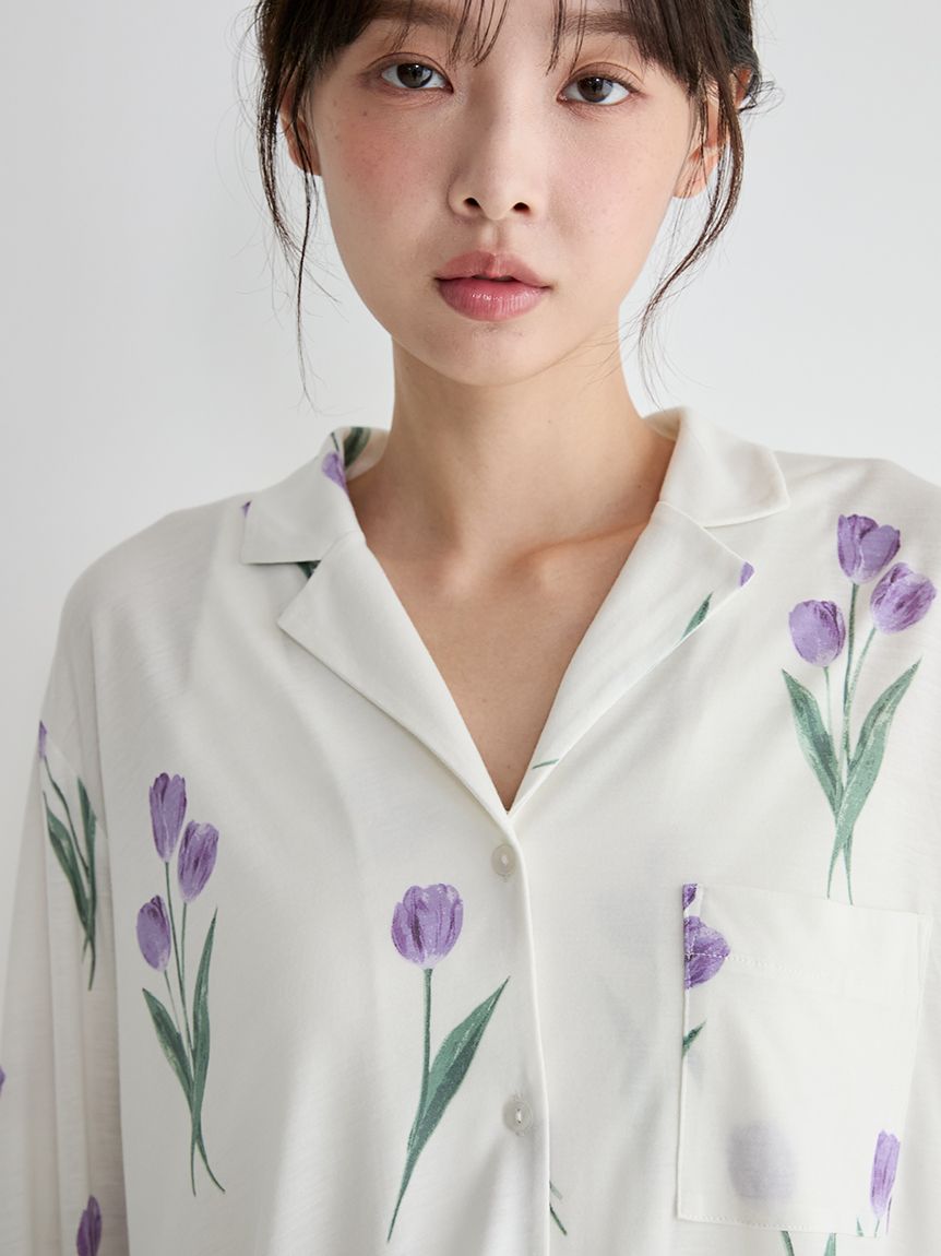 チューリップ柄シャツ(シャツ)｜ルームウェア・パジャマ通販の