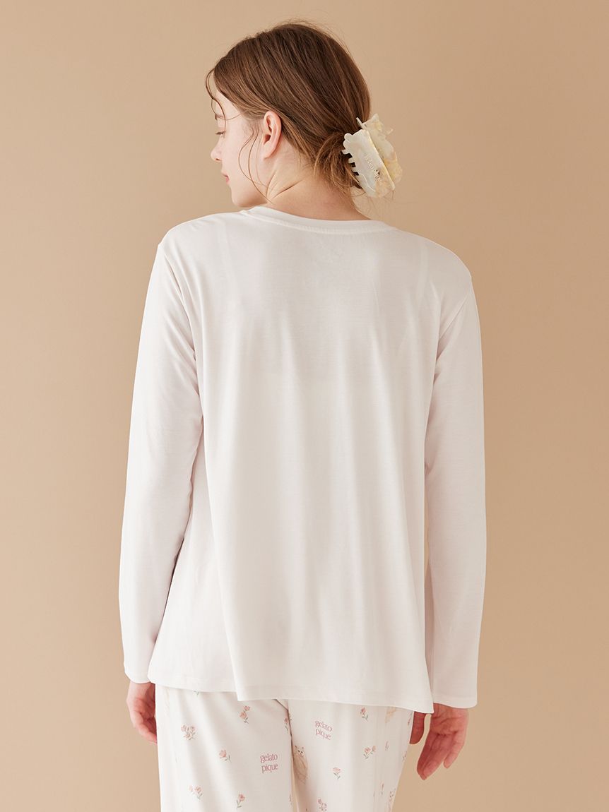 キャットワンポイントロンT(カットソー・Tシャツ)｜ルームウェア