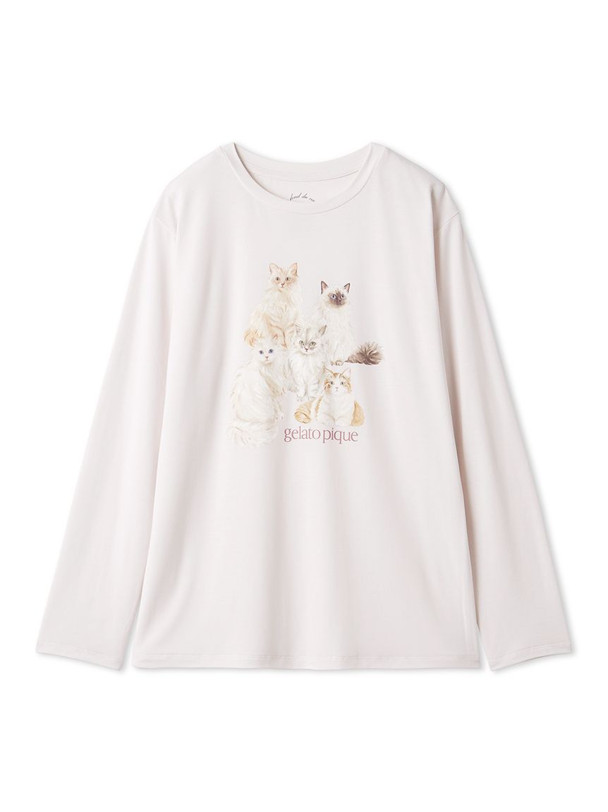 キャットワンポイントロンT(カットソー・Tシャツ)｜ルームウェア