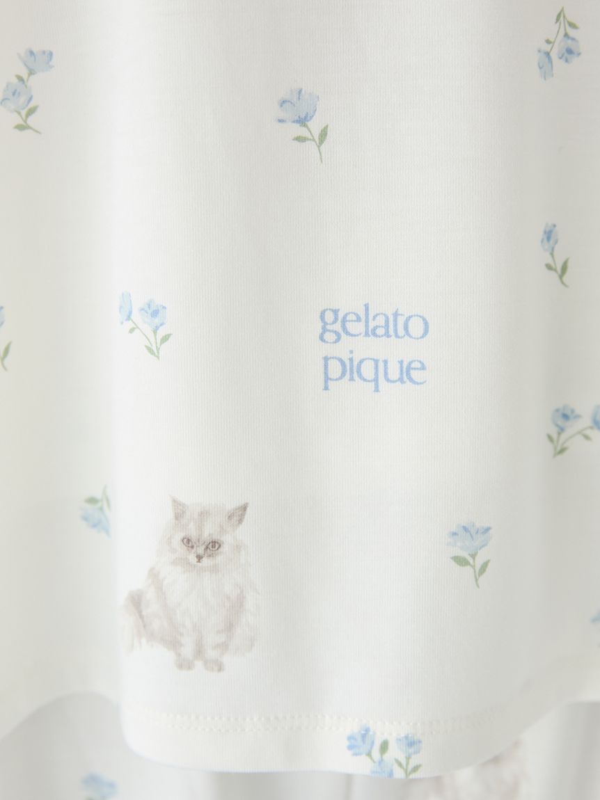 フラワーキャット柄カップインプルオーバー(カットソー・Tシャツ