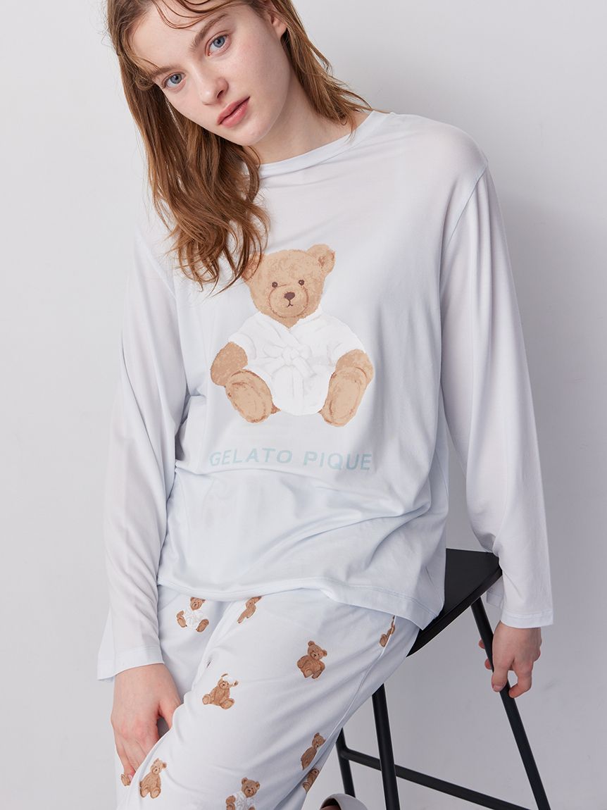抗菌防臭バスローブベアワンポイントロンT(カットソー・Tシャツ
