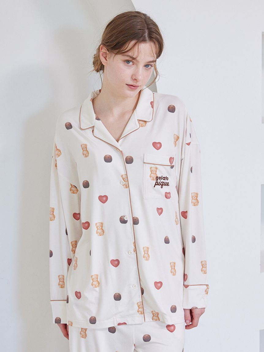 ジェラートピケ フェイバリット総柄シャツ ロングパンツセット gelato pique - ジェラートピケ♡フェイバリット総柄シャツ