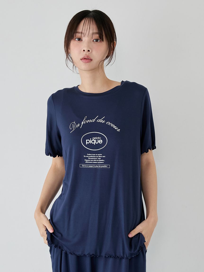レーヨンロゴメローTシャツ(カットソー・Tシャツ)｜ルームウェア