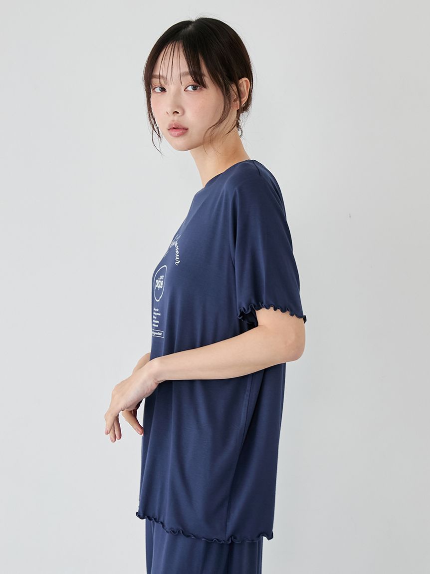 レーヨンロゴメローTシャツ(カットソー・Tシャツ)｜ルームウェア