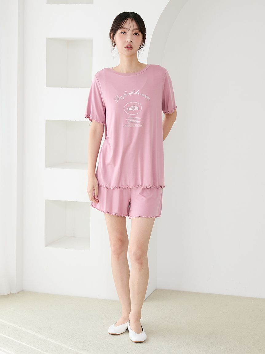 ジェラートピケ レーヨンロゴメロー Tシャツ ロングパンツ レーヨンロゴメローロングパンツ(ロングパンツ)｜ルームウェア