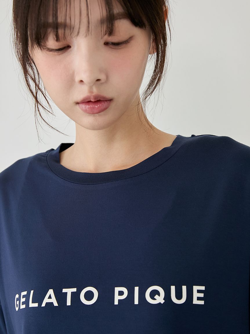 レーヨンロゴTシャツ&ボーダーロングパンツセット(カットソー・Tシャツ