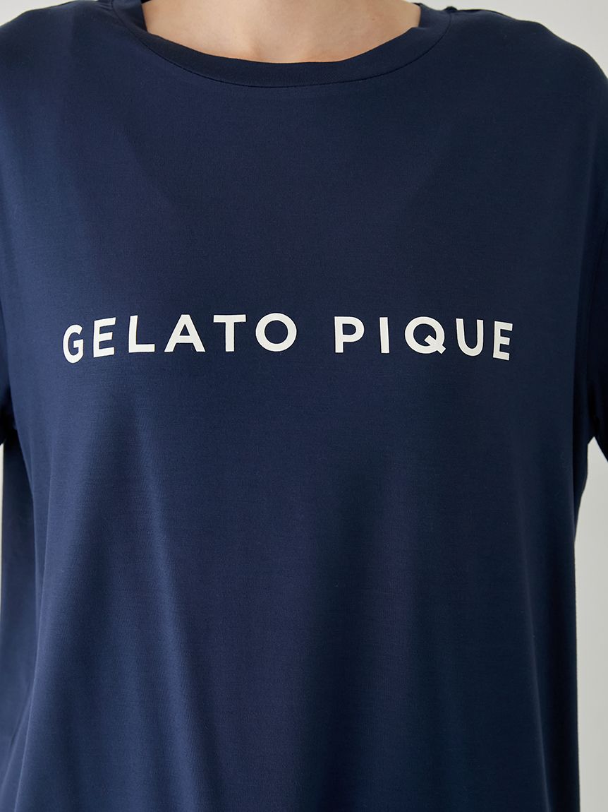 レーヨンロゴTシャツ&ボーダーロングパンツセット(カットソー・Tシャツ