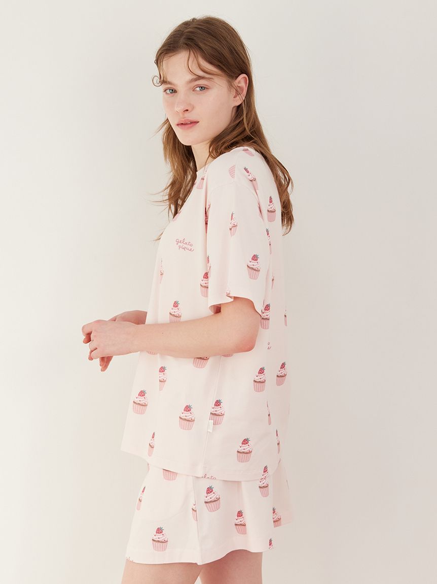 カップケーキ柄Tシャツ(カットソー・Tシャツ)｜ルームウェア・パジャマ