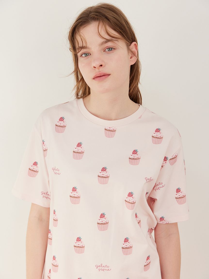 【新品タグ付き】ジェラートピケ モチーフジャガードプルオーバー【カップケーキ】 カップケーキ柄Tシャツ(カットソー・Tシャツ)｜ルームウェア・パジャマ