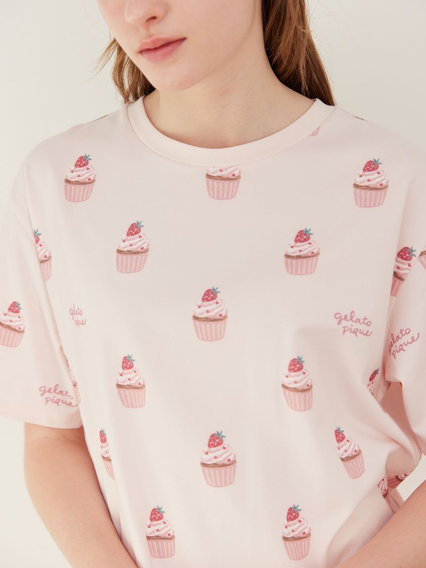 カップケーキ柄Tシャツ(カットソー・Tシャツ)｜ルームウェア・パジャマ