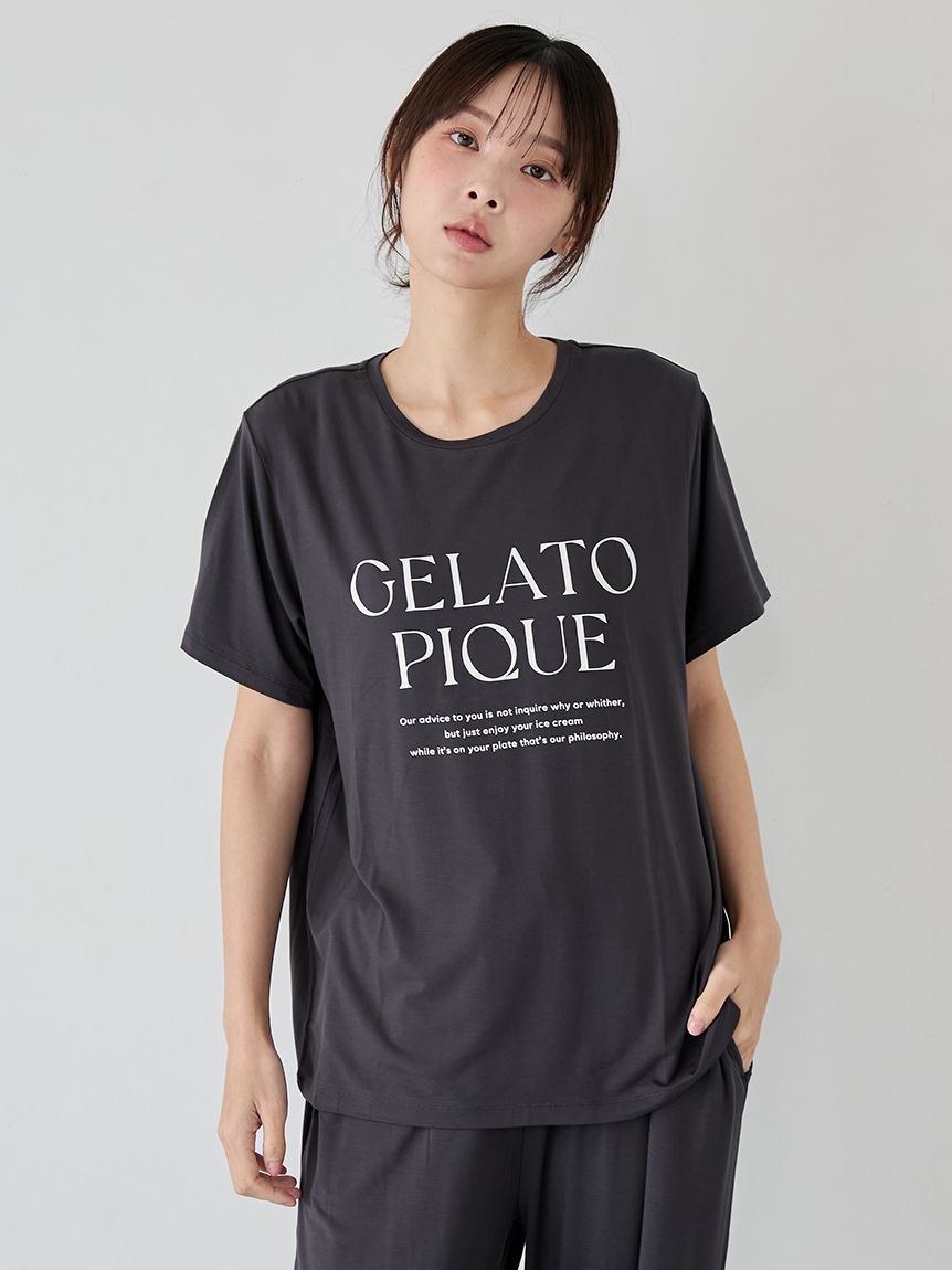 レーヨンロゴTシャツ(カットソー・Tシャツ)｜ルームウェア・パジャマ