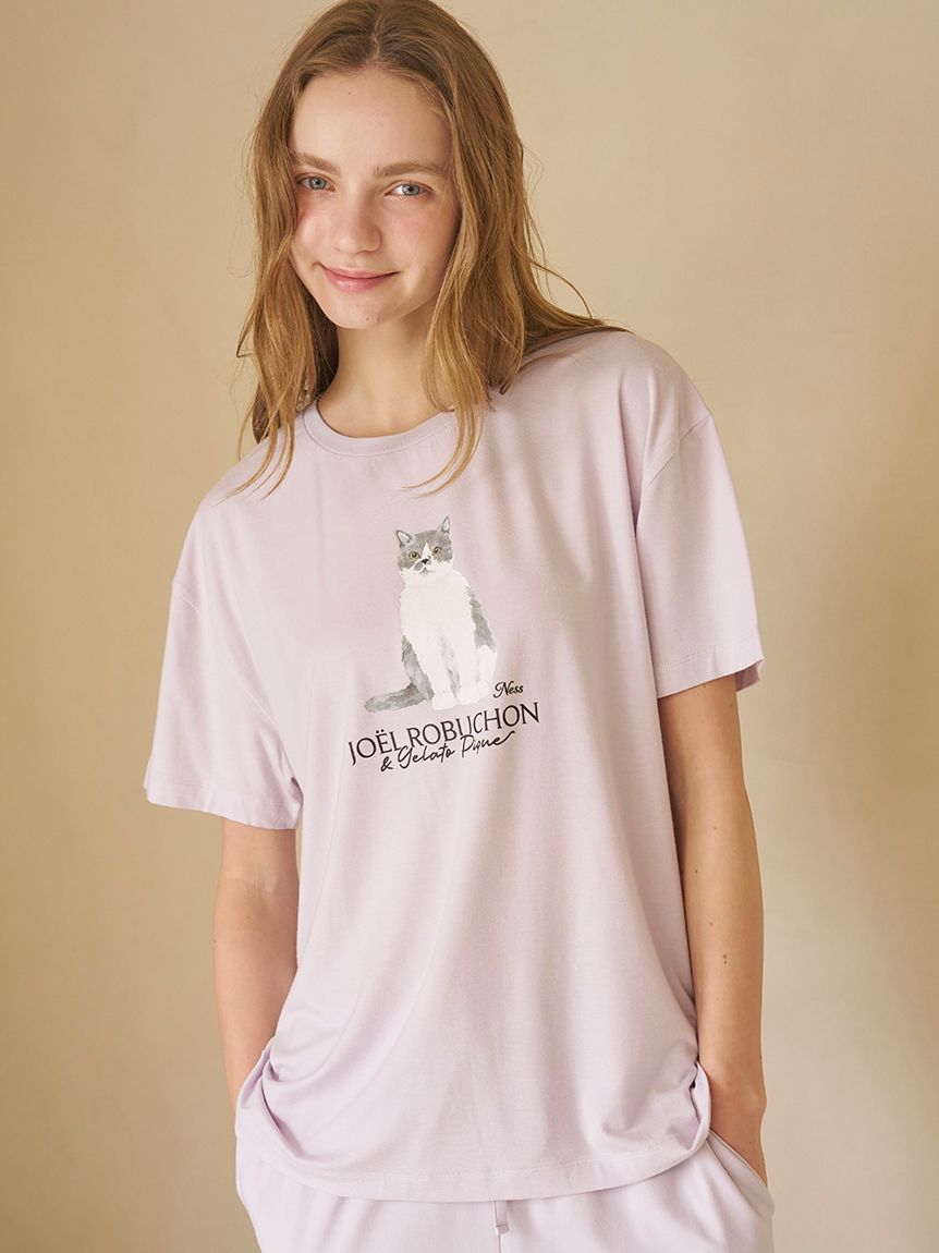 JOEL ROBUCHON】【持続冷感】CATプリントTシャツ(カットソー・Tシャツ