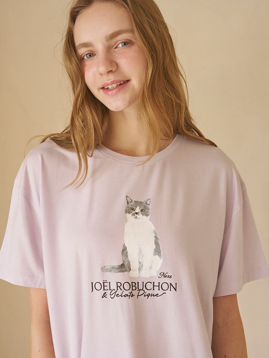 JOEL ROBUCHON】【持続冷感】CATプリントTシャツ(カットソー・Tシャツ