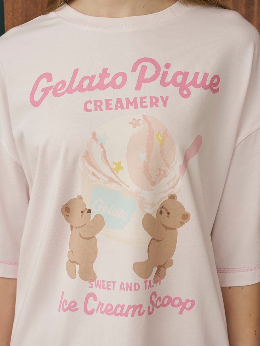 接触冷感】アイスクリームベアワンポイントTシャツ(カットソー・T