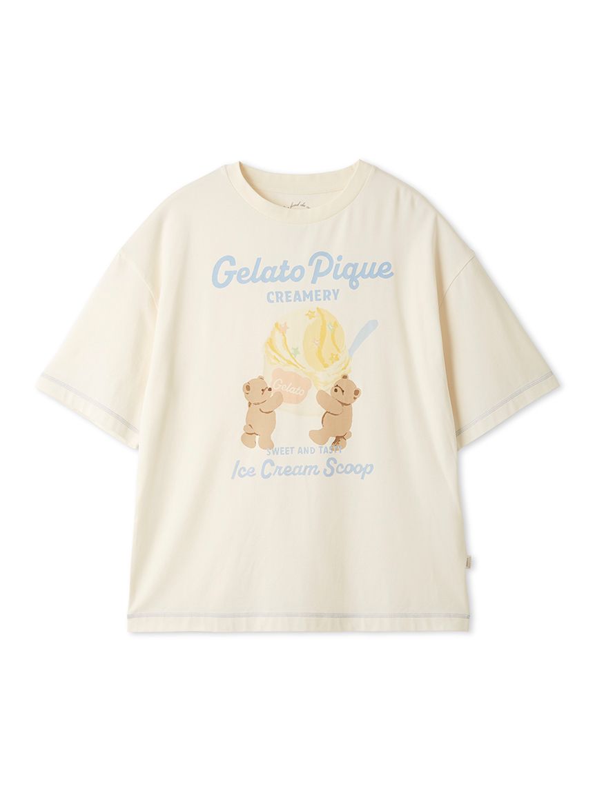 接触冷感】アイスクリームベアワンポイントTシャツ(カットソー・T