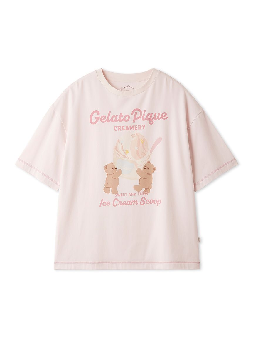 接触冷感】アイスクリームベアワンポイントTシャツ(カットソー・T