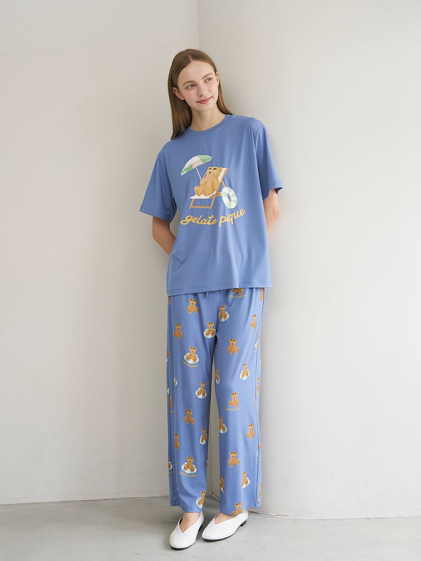 接触冷感】サマーベアワンポイントTシャツ(カットソー・Tシャツ