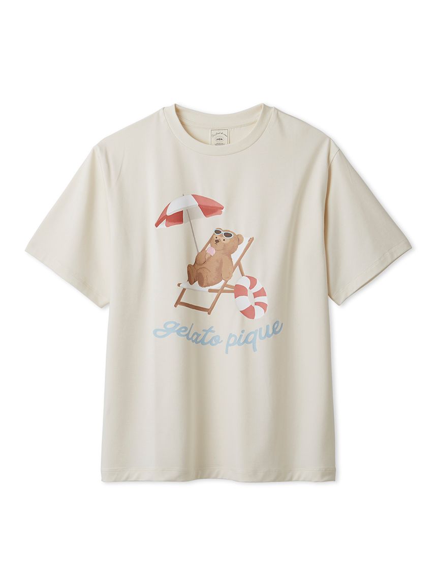 接触冷感】サマーベアワンポイントTシャツ(カットソー・Tシャツ