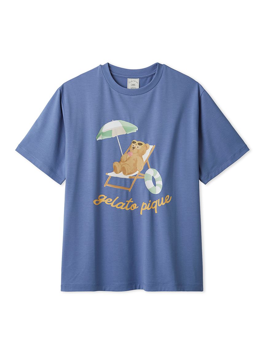 接触冷感】サマーベアワンポイントTシャツ(カットソー・Tシャツ
