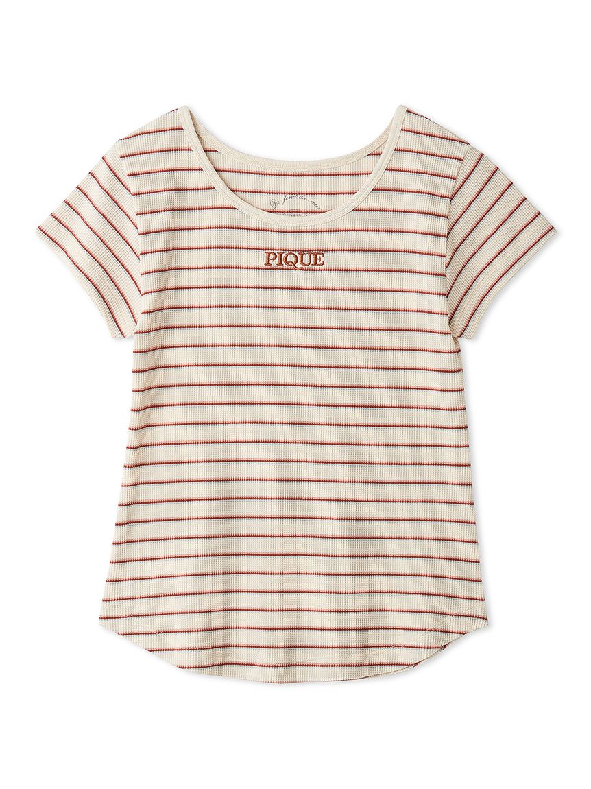 ワッフルボーダーTシャツ(カットソー・Tシャツ)｜ルームウェア