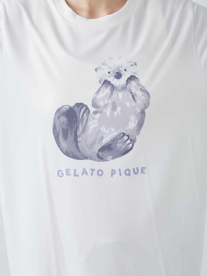 接触冷感】シーアニマル柄ワンポイントTシャツ(カットソー・Tシャツ