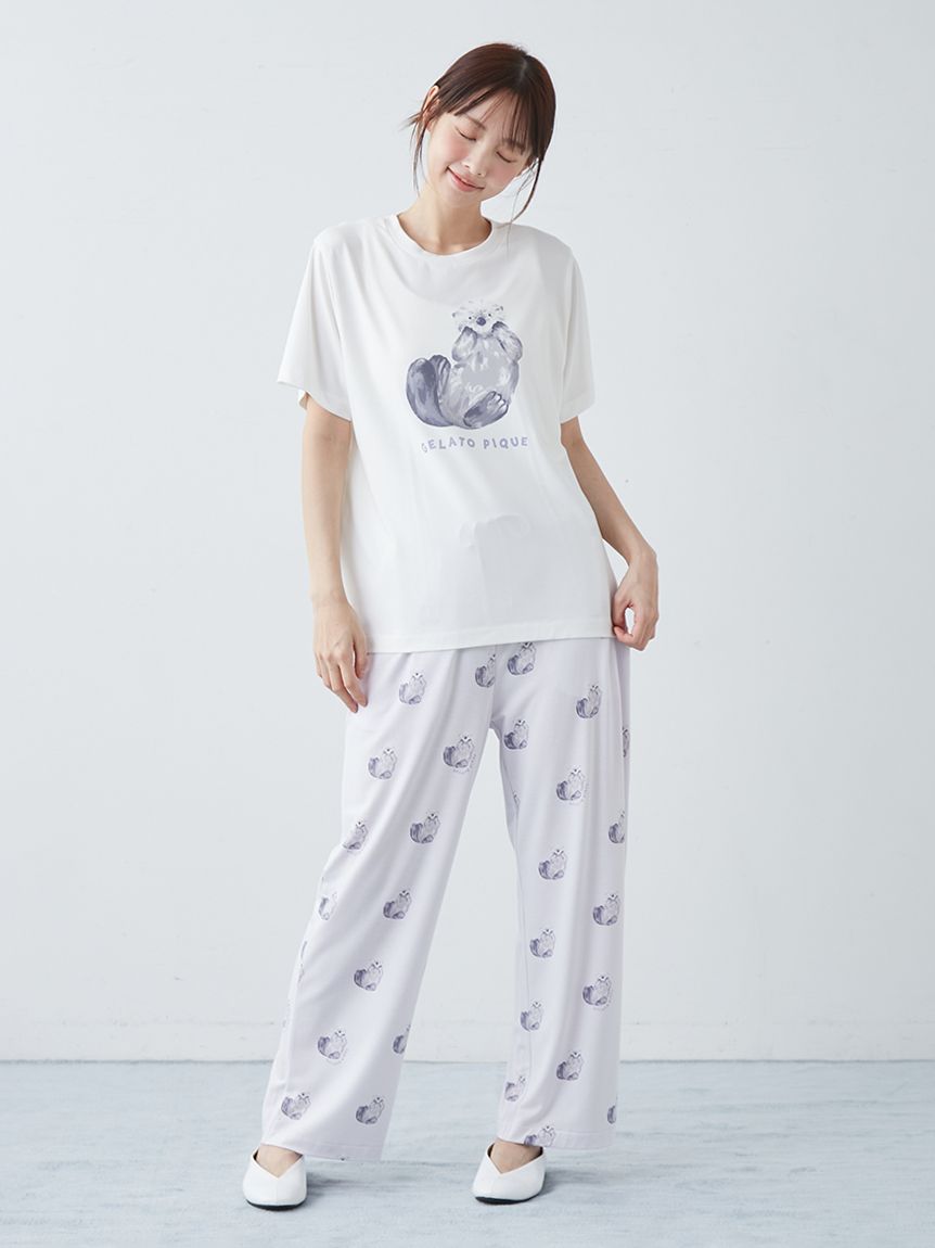 接触冷感】シーアニマル柄ワンポイントTシャツ(カットソー・Tシャツ